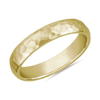 Hammered gold wedding band