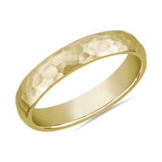 Organic Hammered Wedding Ring in 14k Yellow Gold (4mm)