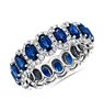 Oval Sapphire Halo Eternity Ring in 14k White Gold