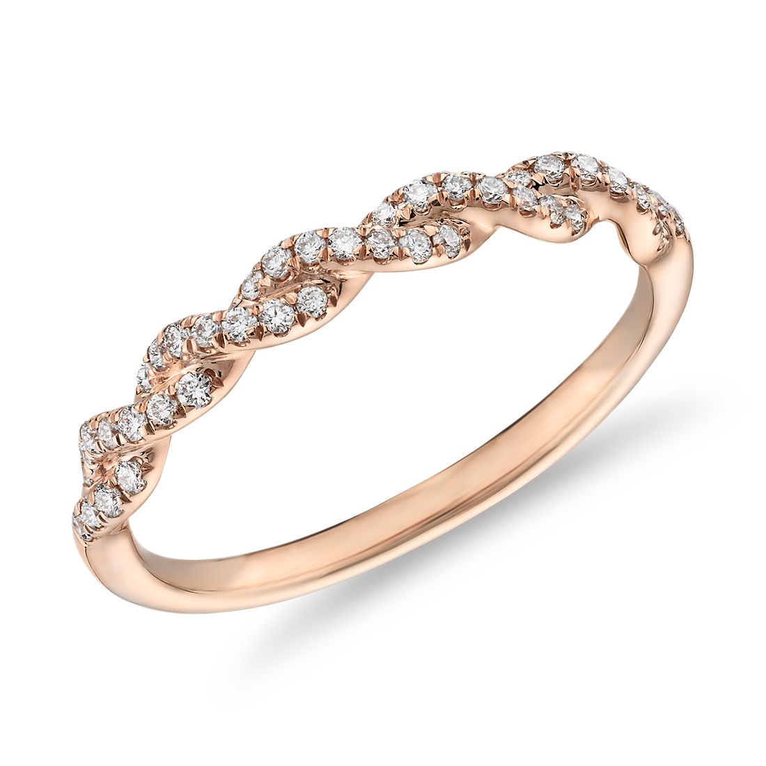 Pavé Twist Diamond Wedding Ring in 14k Rose Gold