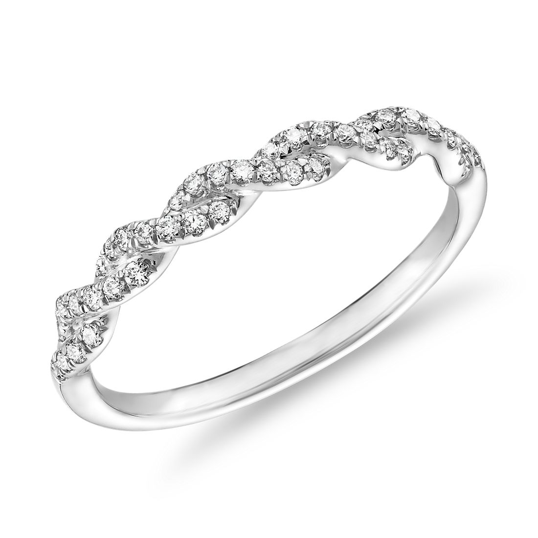 Pavé Twist Diamond Wedding Ring in 14k White Gold