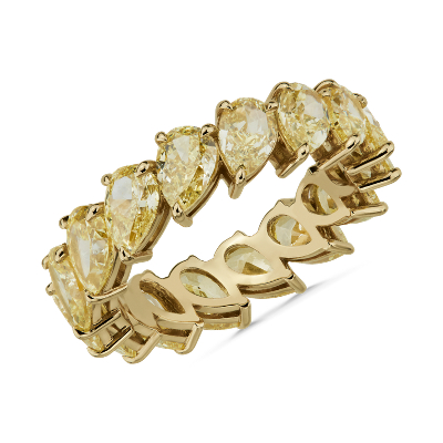 Pear Shape Yellow Diamond Eternity Ring in 18k Yellow Gold (5 3/8 ct. tw.) Blue Nile JP