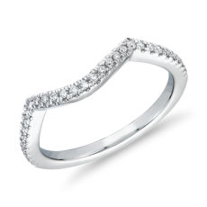 Petite Twist Curved Diamond Wedding Ring in 14k White Gold 