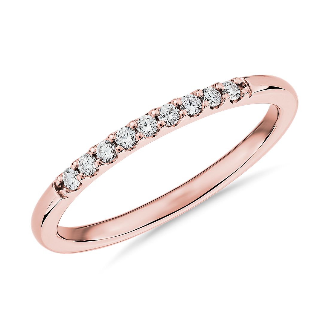 anillo de diamantes delicado anillo apilable de oro rosa anillos de apilamiento mínimos Joyería Anillos Anillos apilables Anillo pequeño de diamantes 