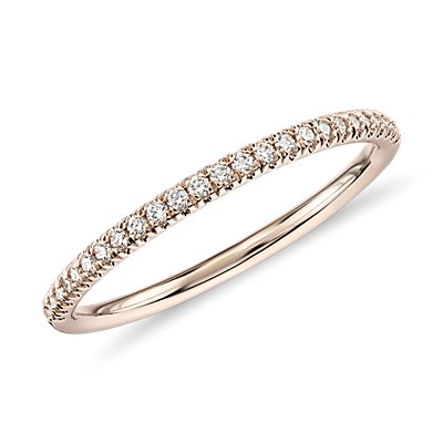 Petite Micropavé Diamond Ring in 14k Rose Gold (1/10 ct. tw.)