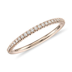 Petite Micropavé Diamond Ring in 14k Rose Gold (1/10 ct. tw.)