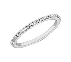 Petite Micropavé Matching Diamond Wedding Ring in 14k White Gold (1/8 ct. tw.)