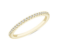 Petite Micropavé Matching Diamond Wedding Ring in 14k Yellow Gold (1/8 ct. tw.)