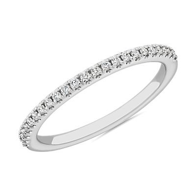 Petite Micropavé Matching Diamond Wedding Ring in Platinum (1/8 ct. tw.)