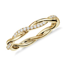 14k 黃金小巧扭紋鑽石永恆戒指（1/5 克拉總重量）
