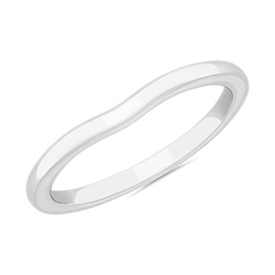 Plain Curved Matching Wedding Ring in 14k White Gold (1.8 mm)