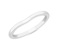 Plain Curved Matching Wedding Ring in 14k White Gold (1.8 mm)