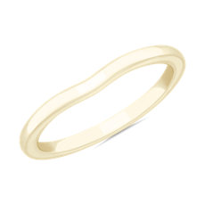 14k 金光面弧形配对结婚戒指