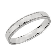 Milgrain Polished Male Ring in Platinum (3mm)