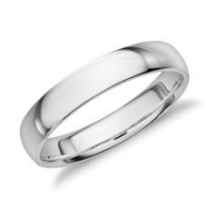 铂金中量内圈圆弧设计结婚戒指（4 毫米） 