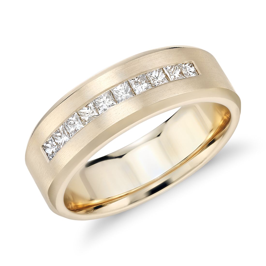 14k Yellow Gold Princess Cut Diamond Engagement Ring Wedding Band Channel Set 