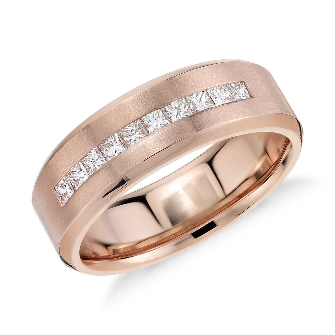 1/2 CT Princess Diamond Wedding Band in 14K Gold Channel