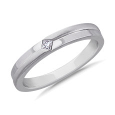 NEW Men's Princess Shape Solitaire Diamond Step Ring in Platinum (2.7 mm, .06 ct. tw.)