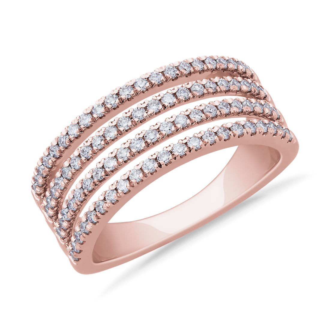 Quad Stacked Diamond Pavé Ring in 14k Rose Gold (0.47 ct. tw.)