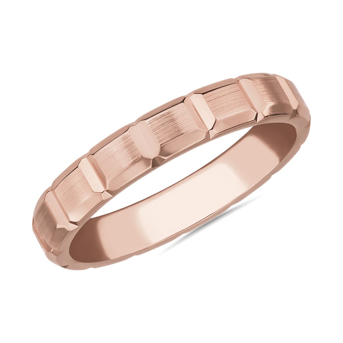 Rectangle Wedding Ring in 18k Rose Gold (4 mm)