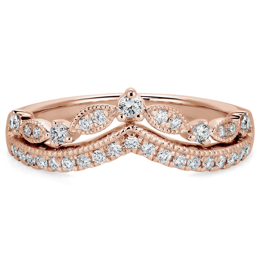 Regal Curved Diamond Ring in 18k Rose Gold (1/4 ct. tw.)