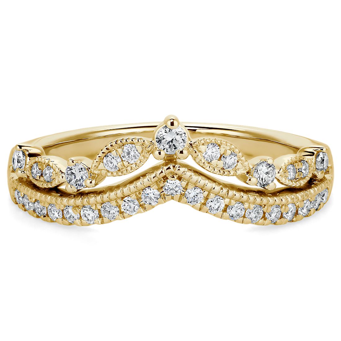 Regal Curved Diamond Ring in 18k Yellow Gold (1/4 ct. tw.)