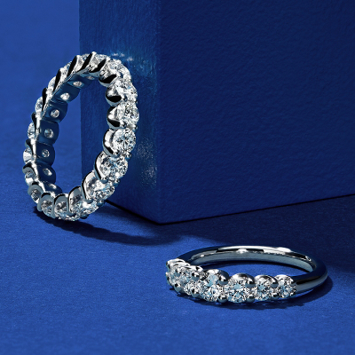 first alternate view of Ribbon Profile Diamond Eternity Band in 18k White Gold- H/SI2 (3 ct. tw.)