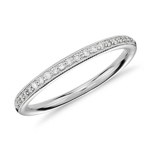 Riviera Pavé Heirloom Diamond Ring in 14k White Gold (1/8 ct. tw ...