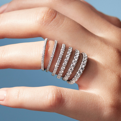 first alternate view of Riviera Pave Diamond Ring in Platinum (0.15 ct. tw.)