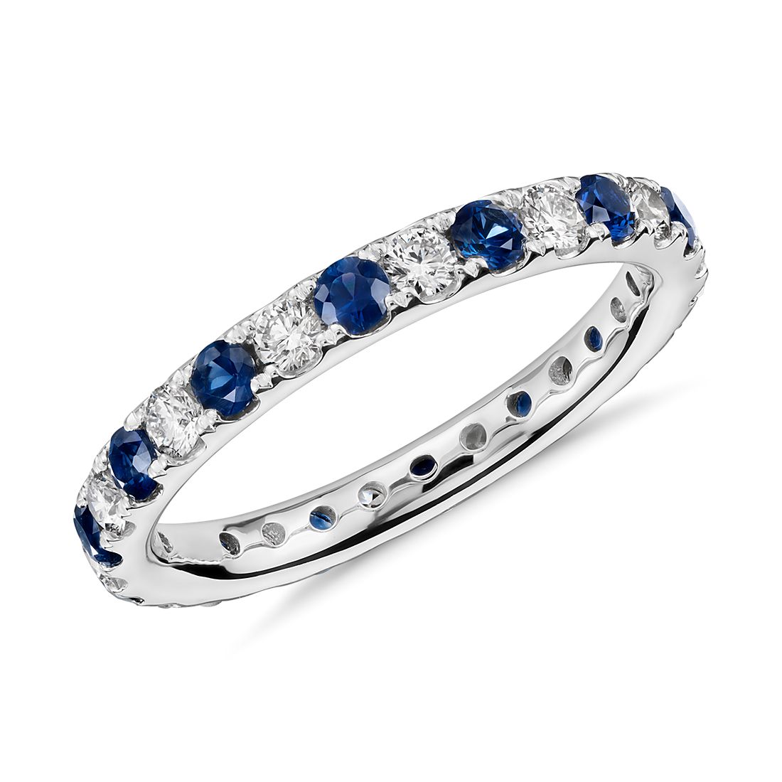Riviera Pave Sapphire and Diamond Eternity Ring in Platinum (2.2 mm)