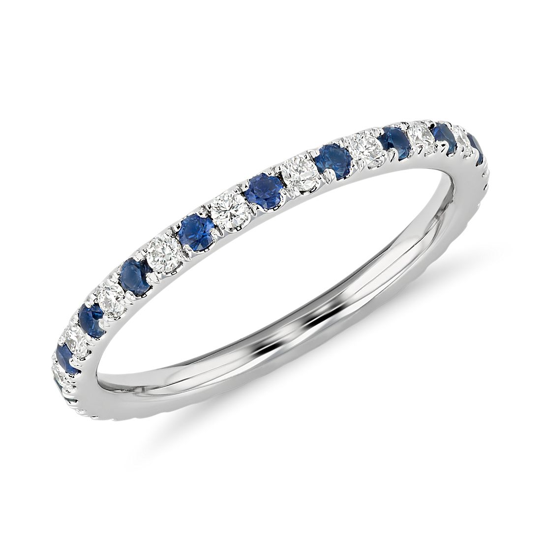 Riviera Pave Sapphire and Diamond Eternity Ring in Platinum (1.5 mm)