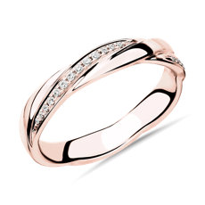 NEW Rolling Crossover Diamond Eternity Female Ring in 18k Rose Gold