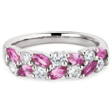 NEW Romantic Marquise Pink Sapphire and Diamond Ring in 14k White Gold (0.37 ct. tw.)