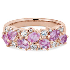 NEW Romantic Oval Pink Sapphire and Diamond Ring in 14k Rose Gold (0.23 ct. tw.)