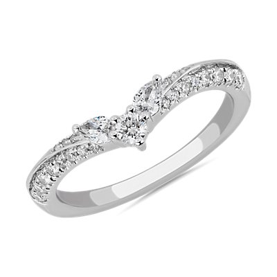 Romantic Winged Pear Diamond Pavé Ring in 14k White Gold (1/3 ct. tw.)