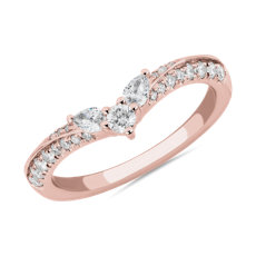 NEW Romantic Winged Pear Diamond Pavé Ring in 18k Rose Gold (0.30 ct. tw.)