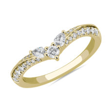 NEW Romantic Winged Pear Diamond Pavé Band in 18k Yellow Gold (0.30 ct. tw.)