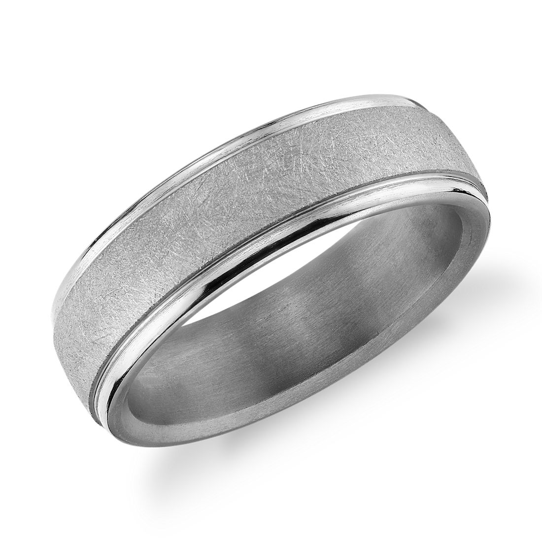 Round Edge Swirl Finish Wedding Ring in Tantalum (6.5 mm)