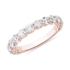 NUEVO. Anillo de aniversario con tres cuartos de diamantes Selene, en oro rosado de 14 k (1,45 qt. total)