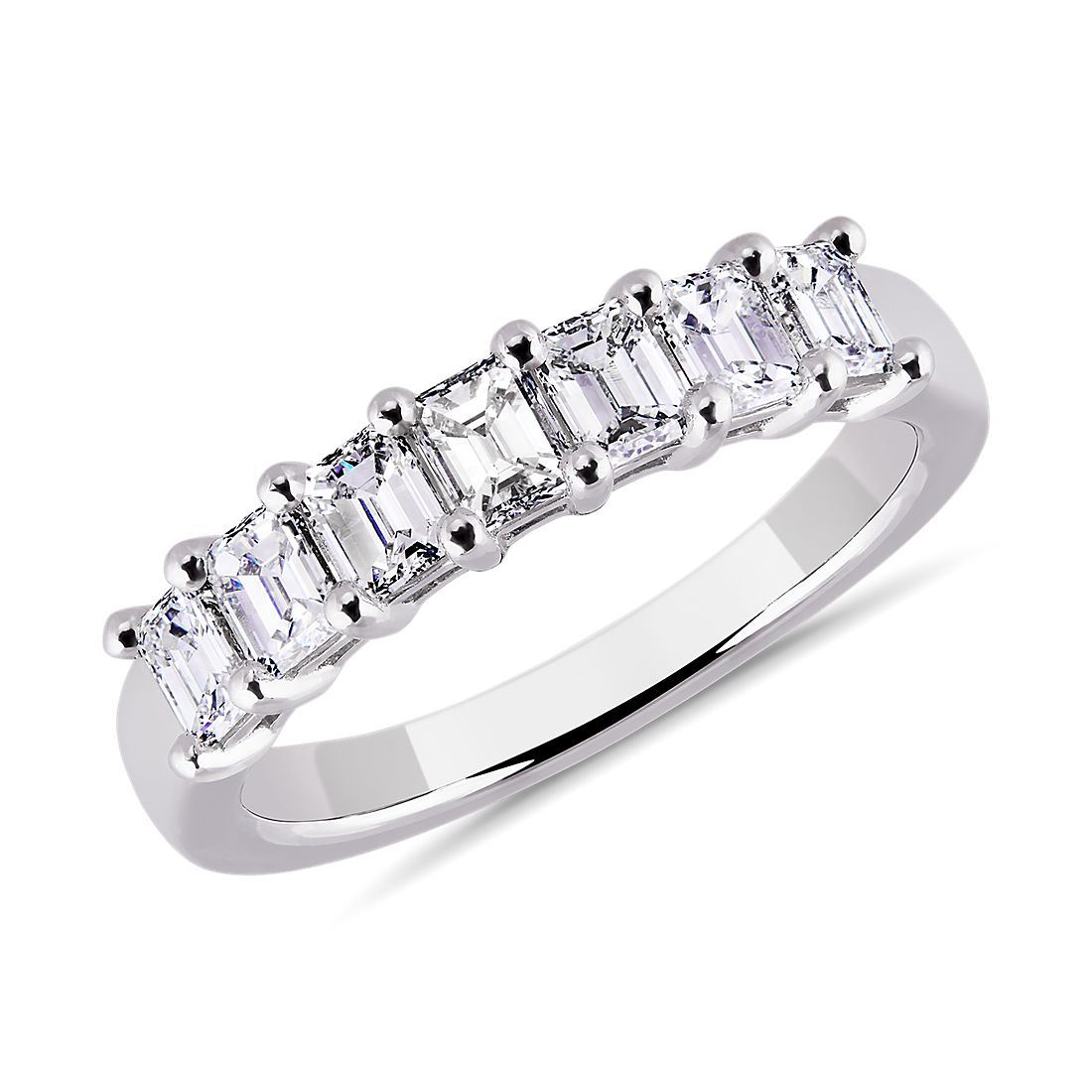 Seven Stone Emerald Diamond Ring in Platinum (1 ct. tw.)
