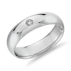 Alianza de bodas con un diamante y diseño de ajuste cómodo en platino (6 mm)