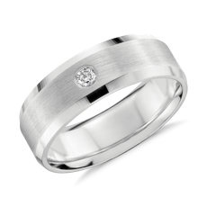 鉑金單一鑽石結婚戒指（7 毫米）