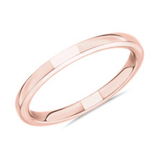 14k 玫瑰金天际线内圈圆弧设计结婚戒指（2 毫米）