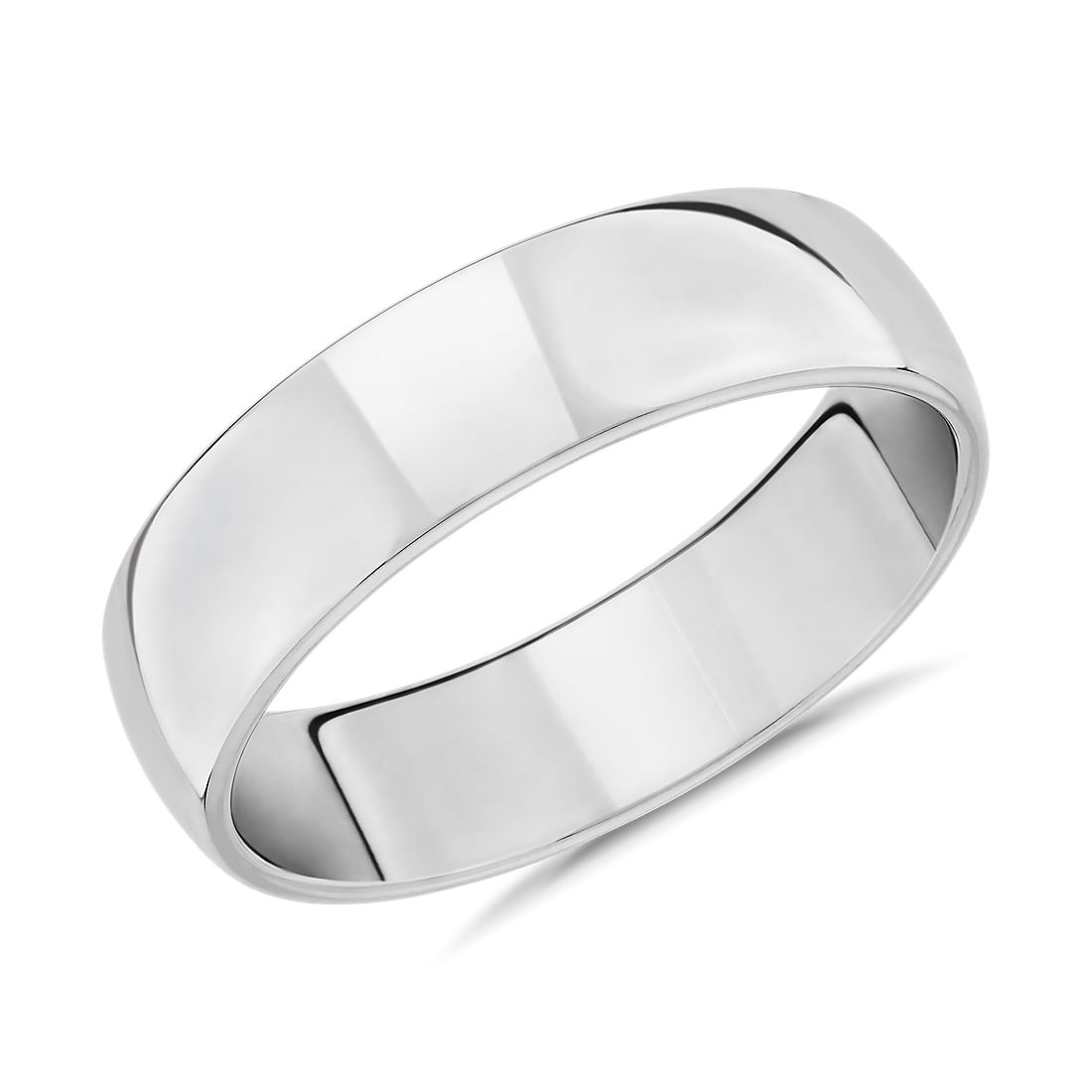 14k 白金線條內圈卜身設計結婚戒指（6 毫米）