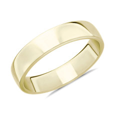 14k 金天际线内圈圆弧设计结婚戒指（5 毫米）