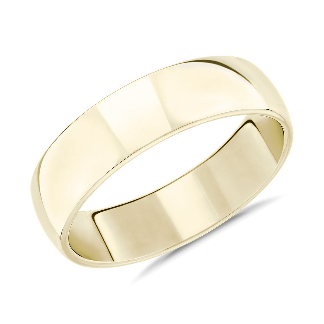 14k 金天际线内圈圆弧设计结婚戒指（6 毫米）