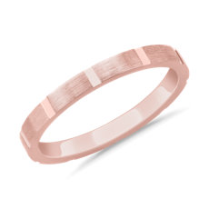 Stackable Cut Rectangle Ring in 18k Rose Gold (2 mm)