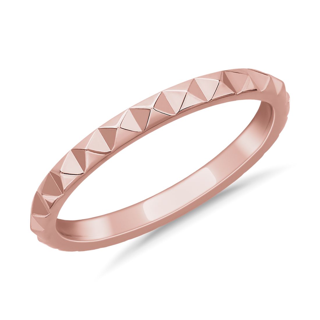 Stackable Pyramid High Polish Ring in 14k Rose Gold (2 mm)