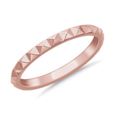 Stackable Pyramid High Polish Ring in 18k Rose Gold (2 mm)