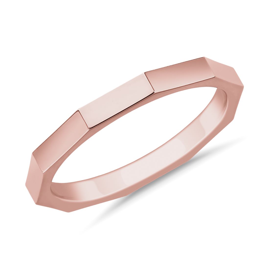 Stackable Rectangle Edged Ring in 18k Rose Gold (2 mm)